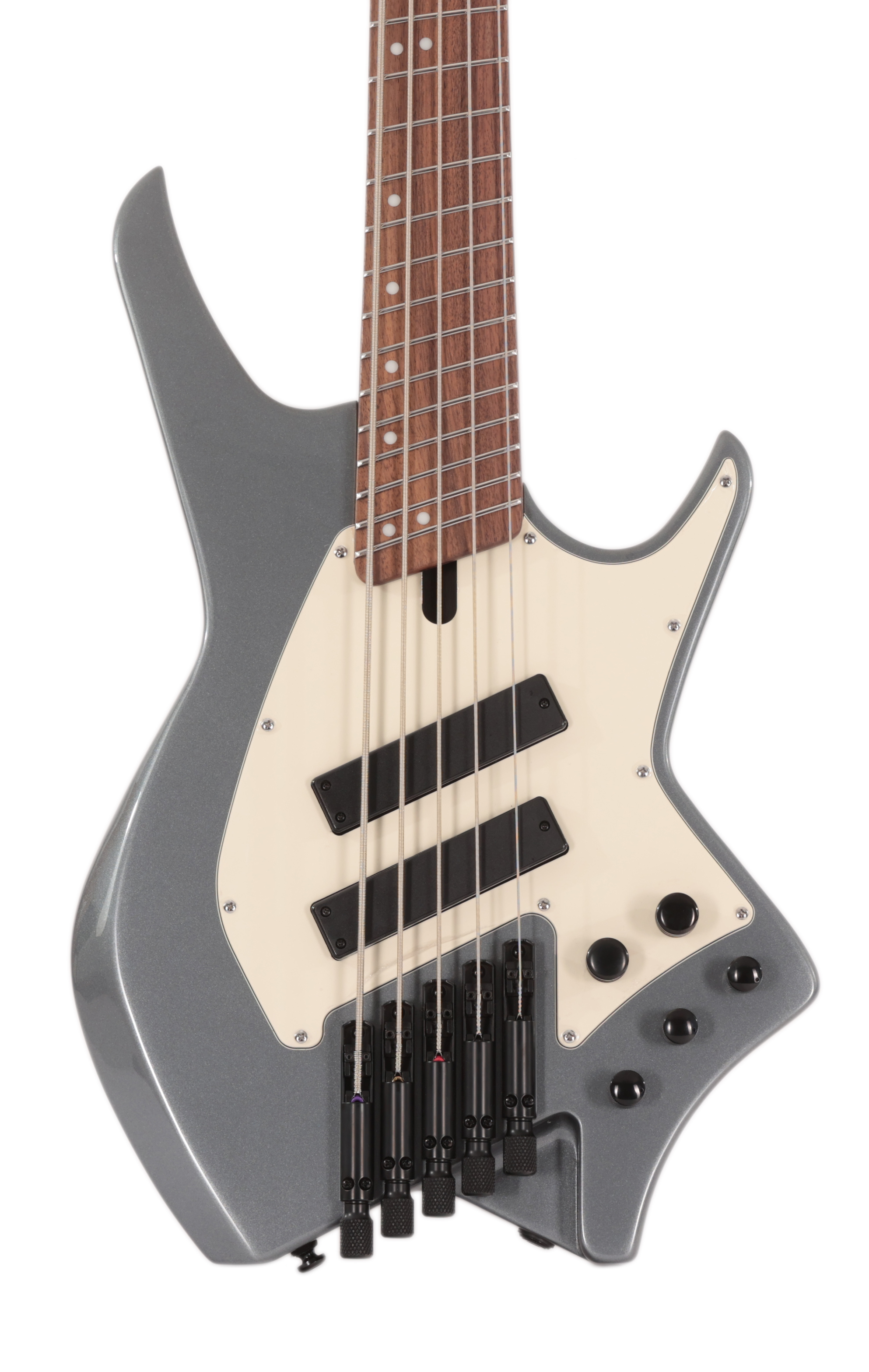 HILS NEXT HNB5 5-String Bass Guitar in Gloss Gunmetal Grey with Fanned Frets